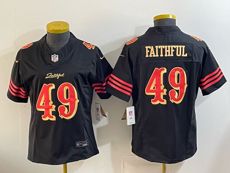 Youth 2026 San Francisco 49ers #49 Faithful Black gold Nike Limited NFL Jersey style 001